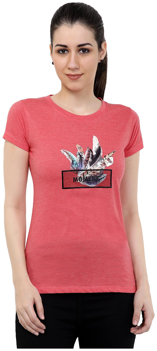 

Astron Women Pink Regular fit Round neck Cotton T shirt