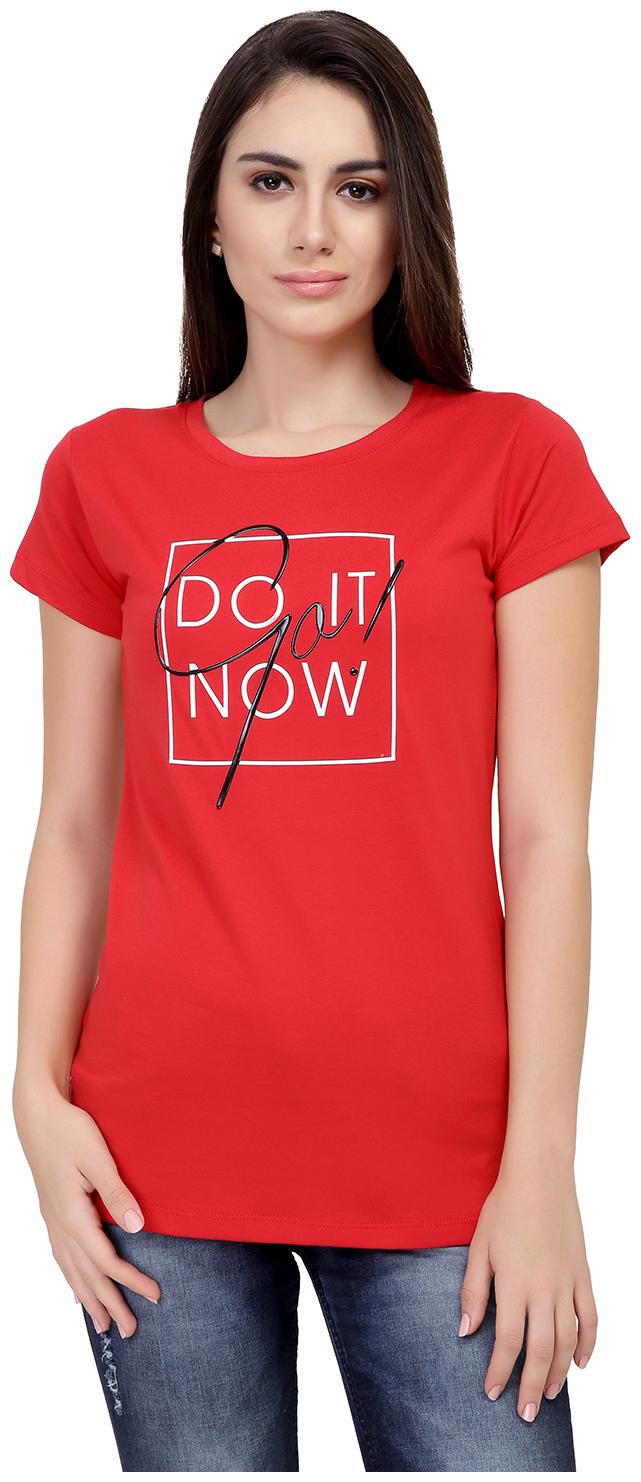 

Astron Women Red Regular fit Round neck Cotton T shirt