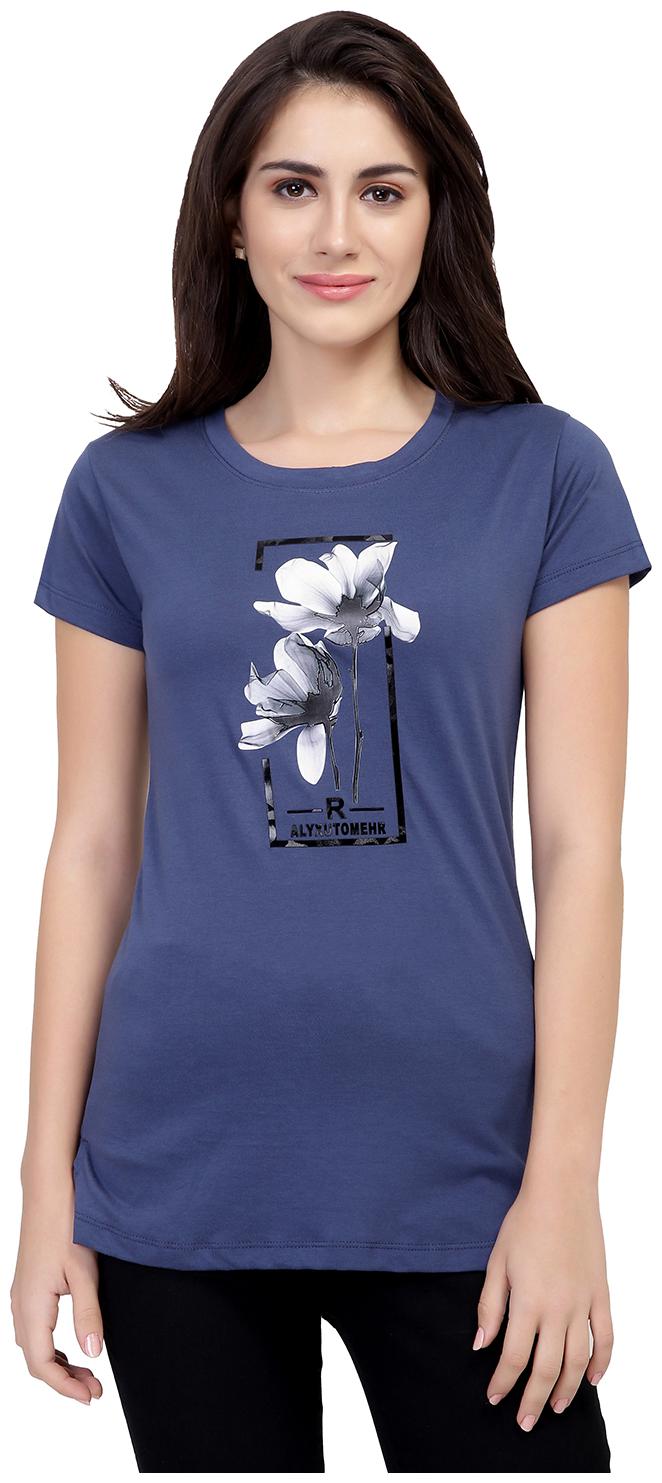 

Astron Women Blue Regular fit Round neck Cotton T shirt