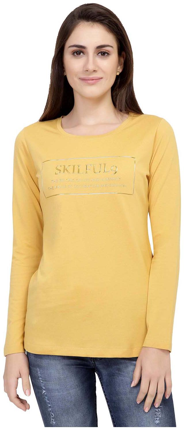 

Astron Women Yellow Regular fit Round neck Cotton T shirt