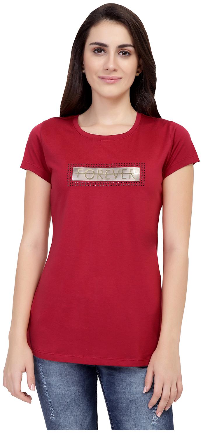 

Astron Women Red Regular fit Round neck Cotton T shirt