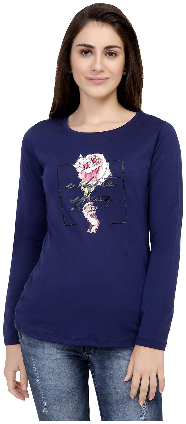 

Astron Women Blue Regular fit Round neck Cotton T shirt