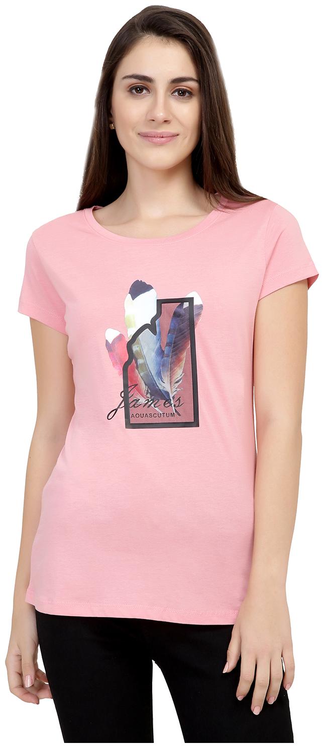 

Astron Women Pink Regular fit Round neck Cotton T shirt