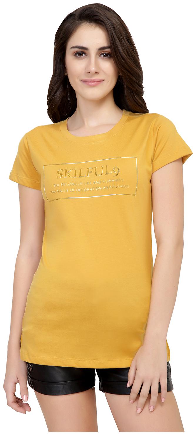 

Astron Women Yellow Regular fit Round neck Cotton T shirt