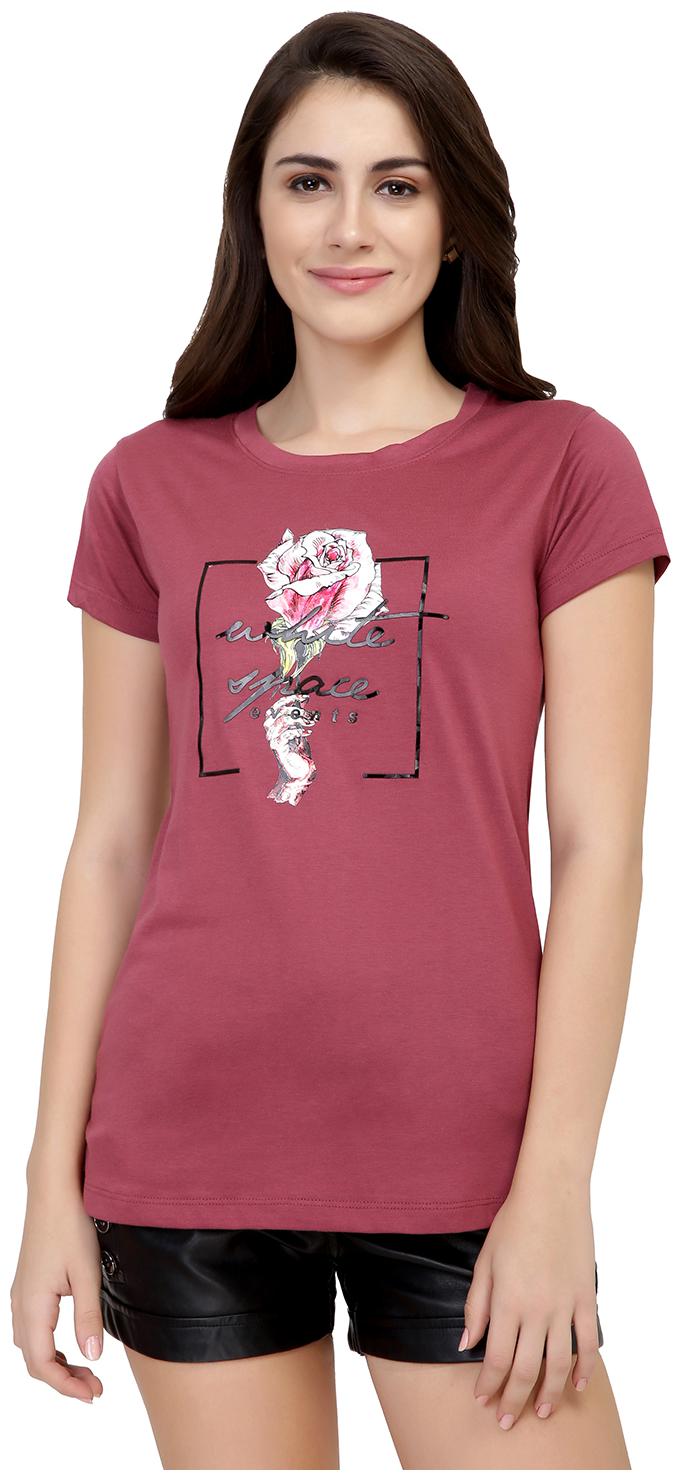 

Astron Women Maroon Regular fit Round neck Cotton T shirt