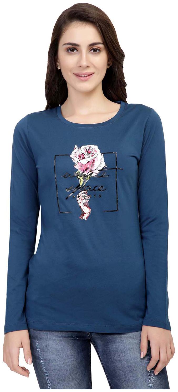 

Astron Women Blue Regular fit Round neck Cotton T shirt