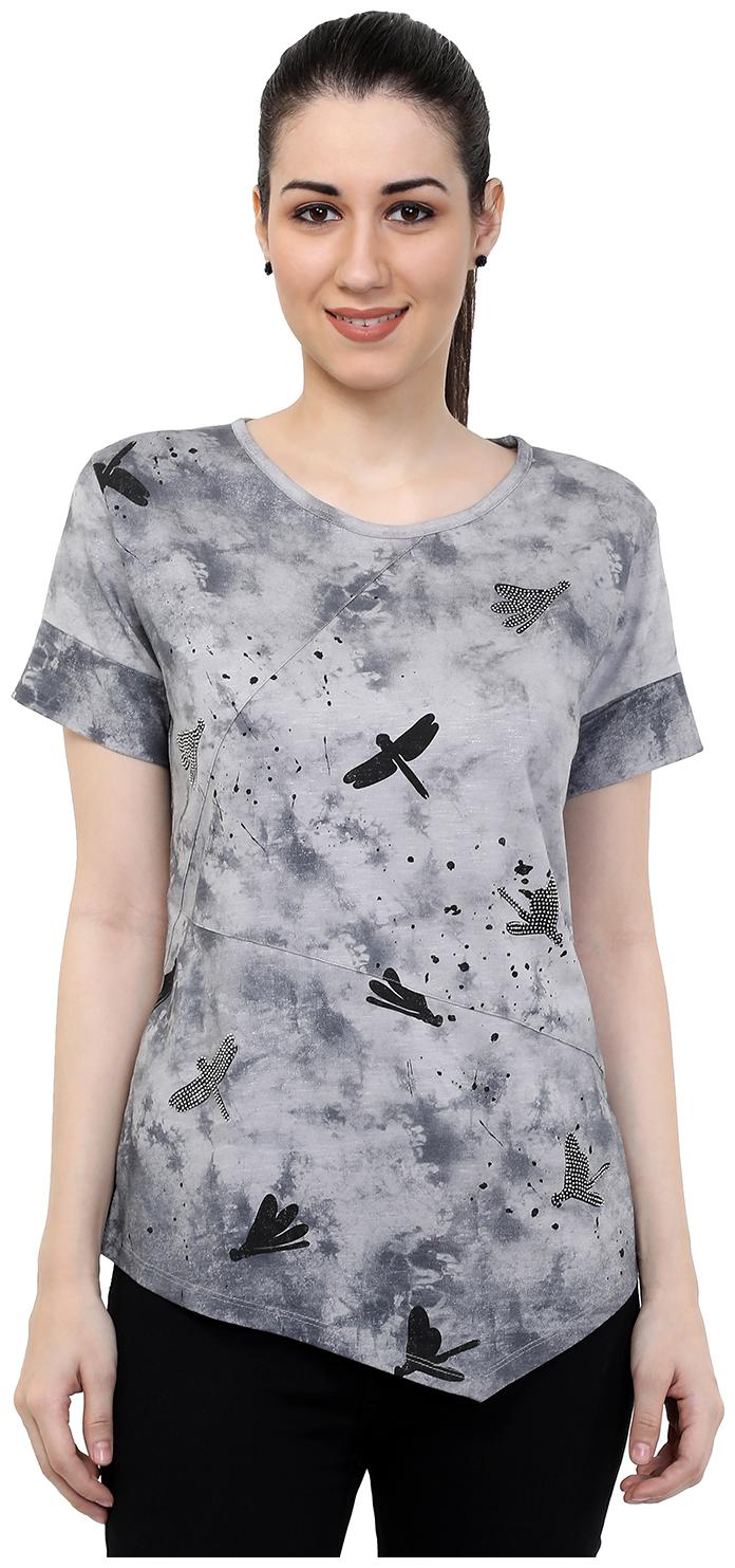 

Astron Women Grey Regular fit Round neck Cotton T shirt