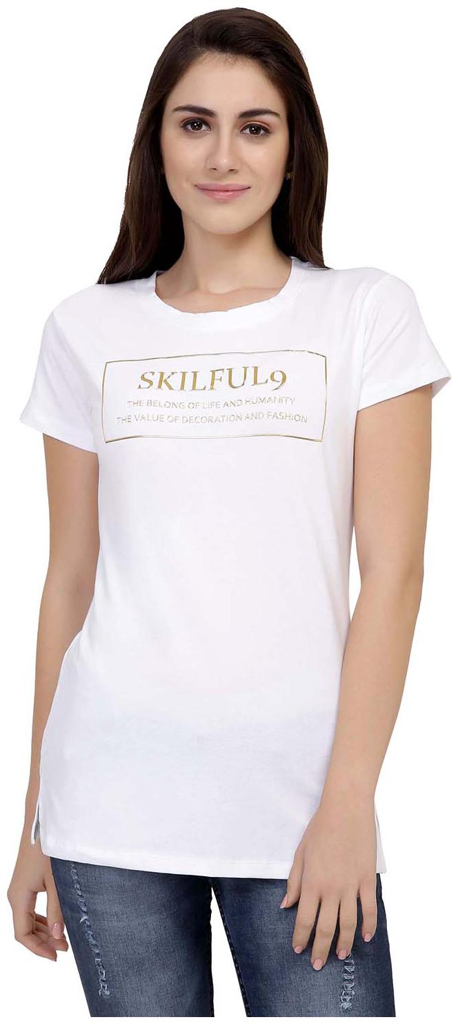 

Astron Women White Regular fit Round neck Cotton T shirt