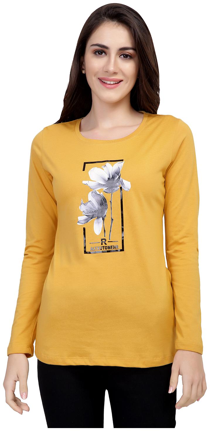 

Astron Women Yellow Regular fit Round neck Cotton T shirt