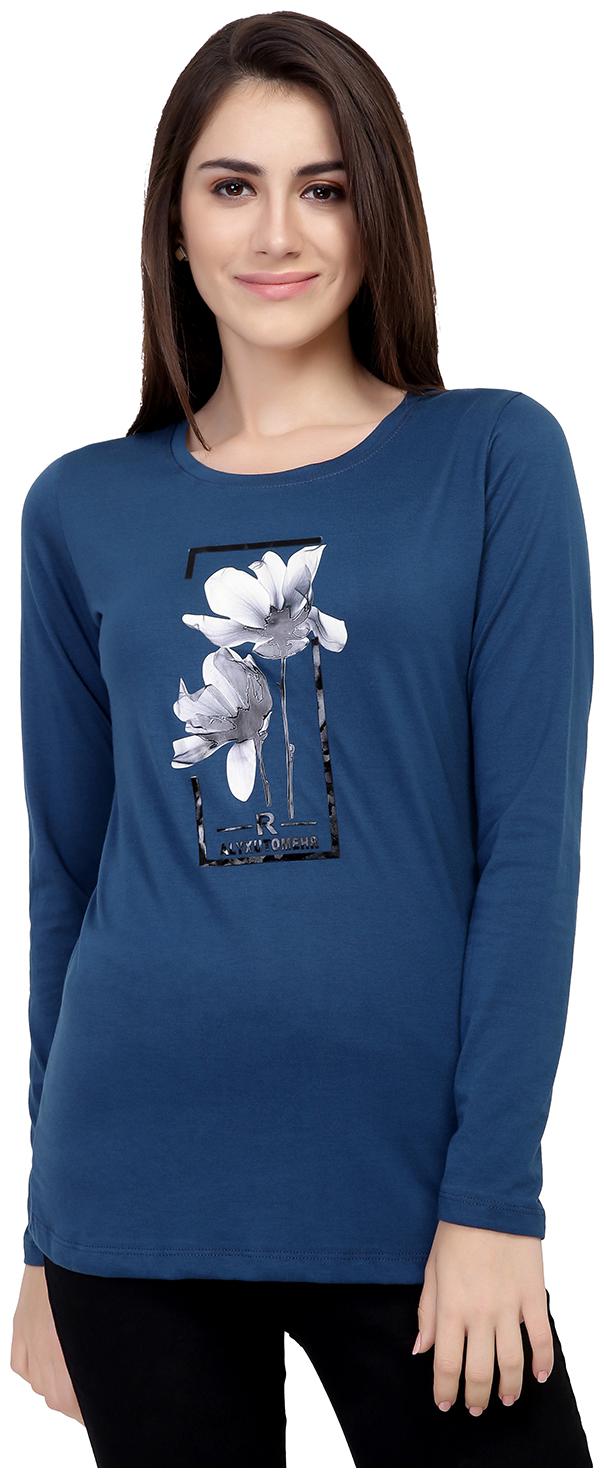 

Astron Women Blue Regular fit Round neck Cotton T shirt