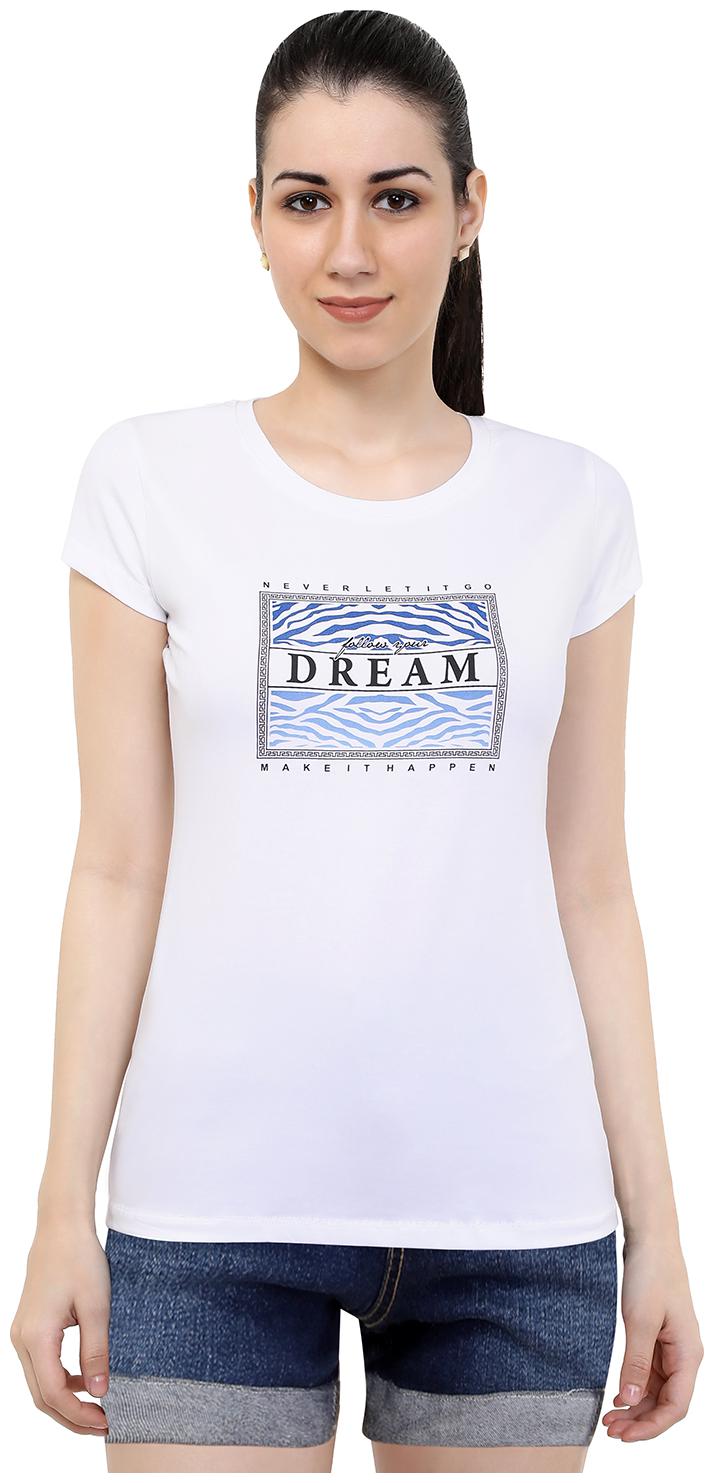 

Astron Women White Regular fit Round neck Cotton T shirt