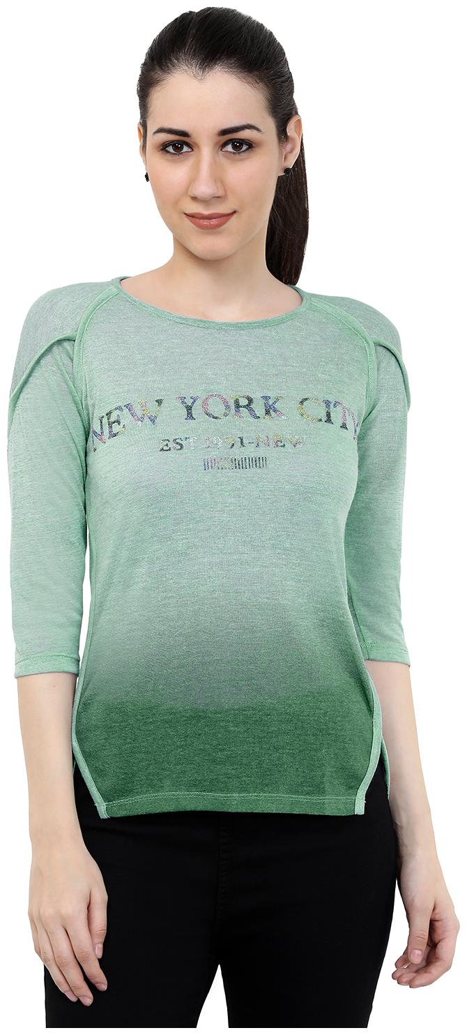 

Astron Women Green Regular fit Round neck Polyester T shirt