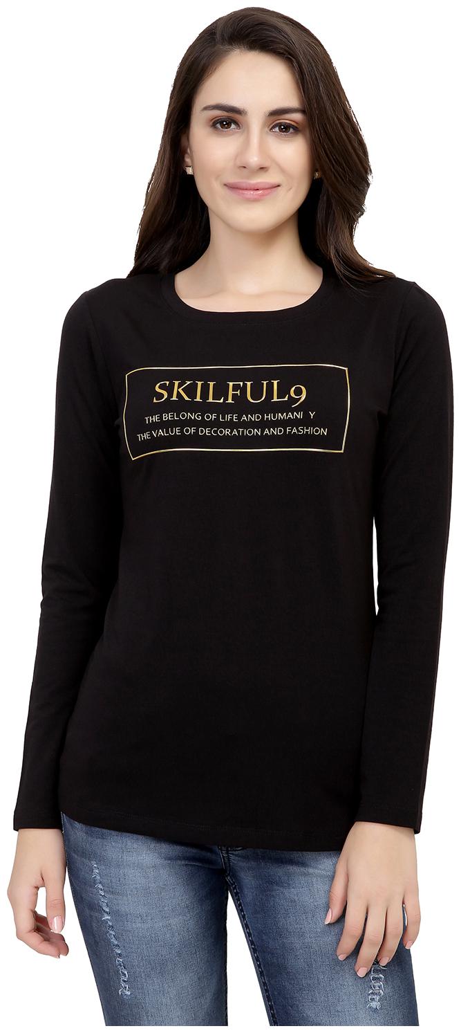 

Astron Women Black Regular fit Round neck Cotton T shirt