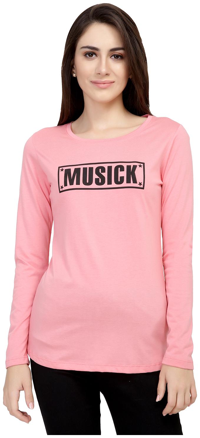 

Astron Women Pink Regular fit Round neck Cotton T shirt
