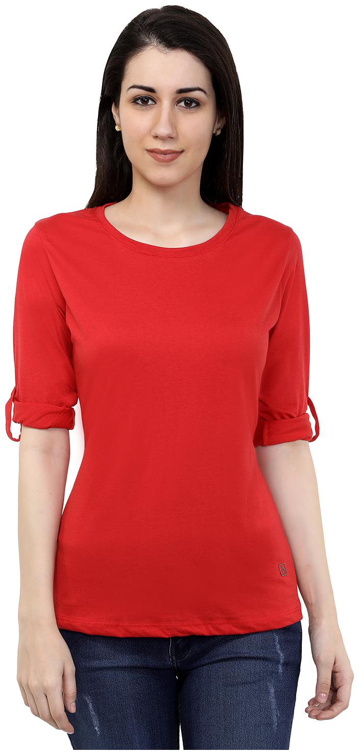 

Astron Women Red Regular fit Round neck Cotton T shirt