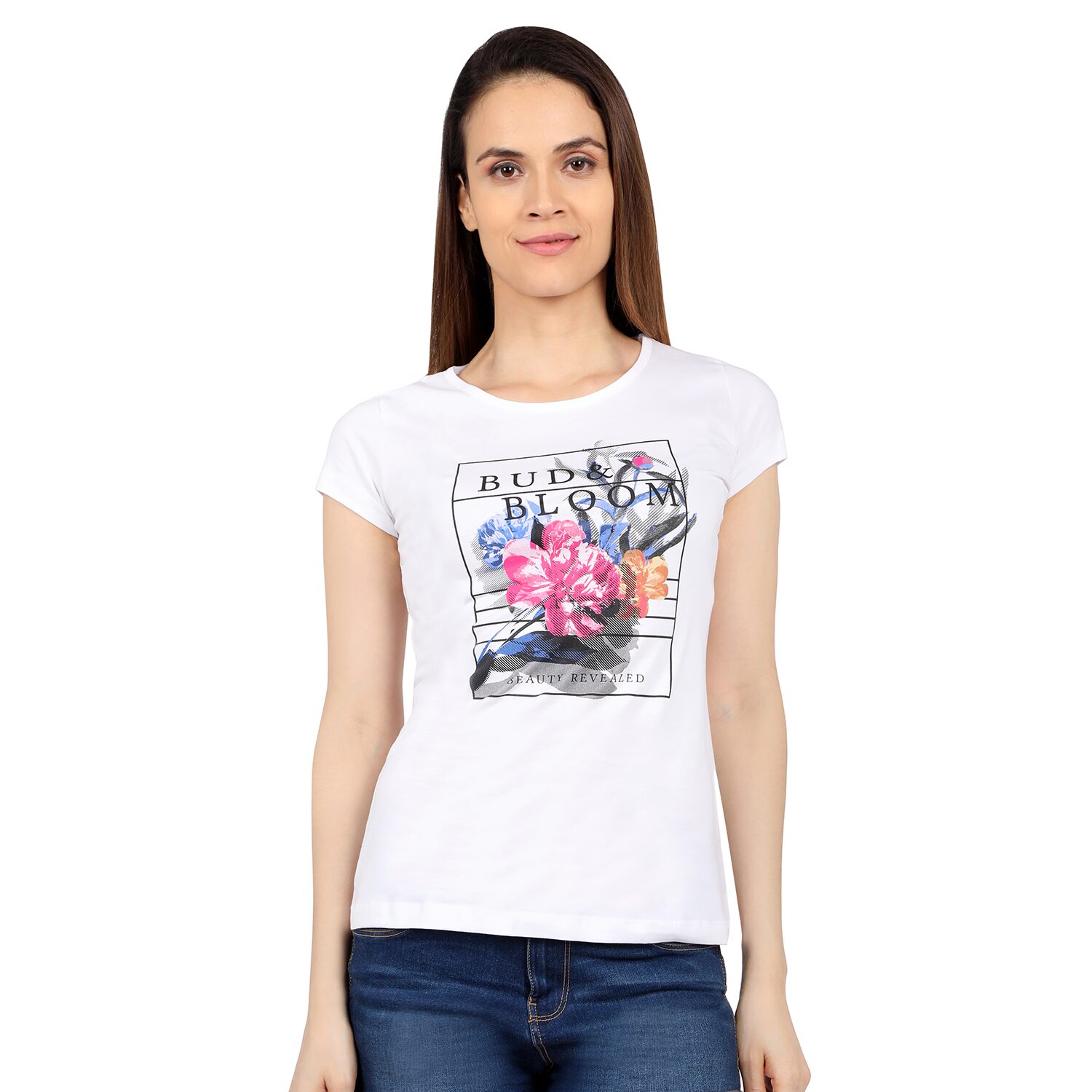 

Astron Women White Regular fit Round neck Cotton T shirt