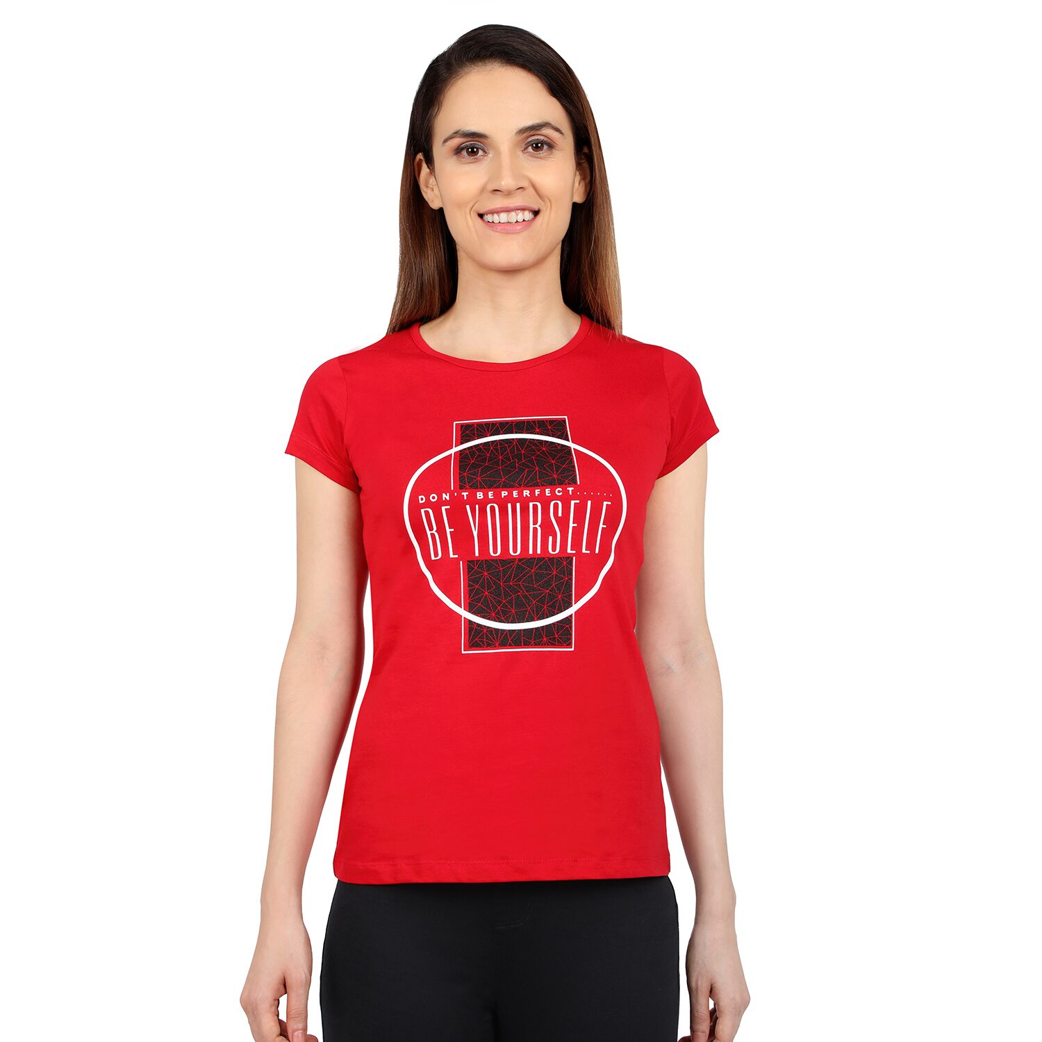 

Astron Women Red Regular fit Round neck Cotton T shirt