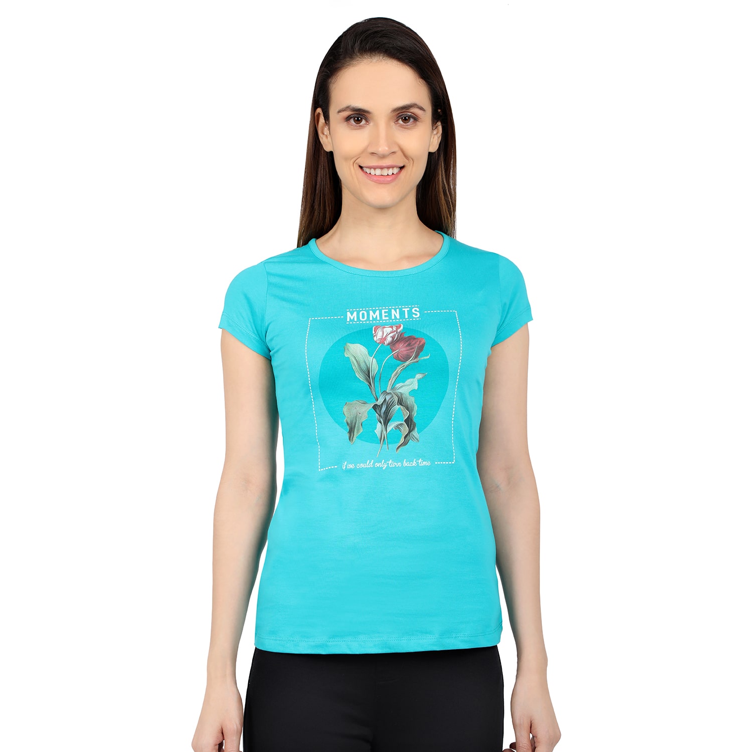 

Astron Women Blue Regular fit Round neck Cotton T shirt