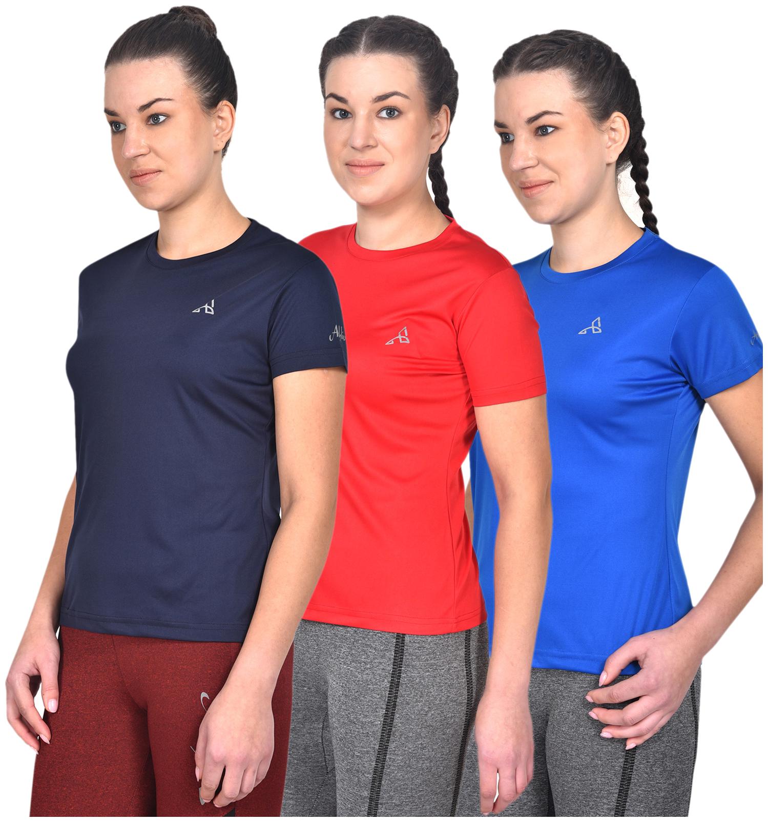 

Athliv Women Solid Sports T-Shirt - Blue Navy Pack of 3