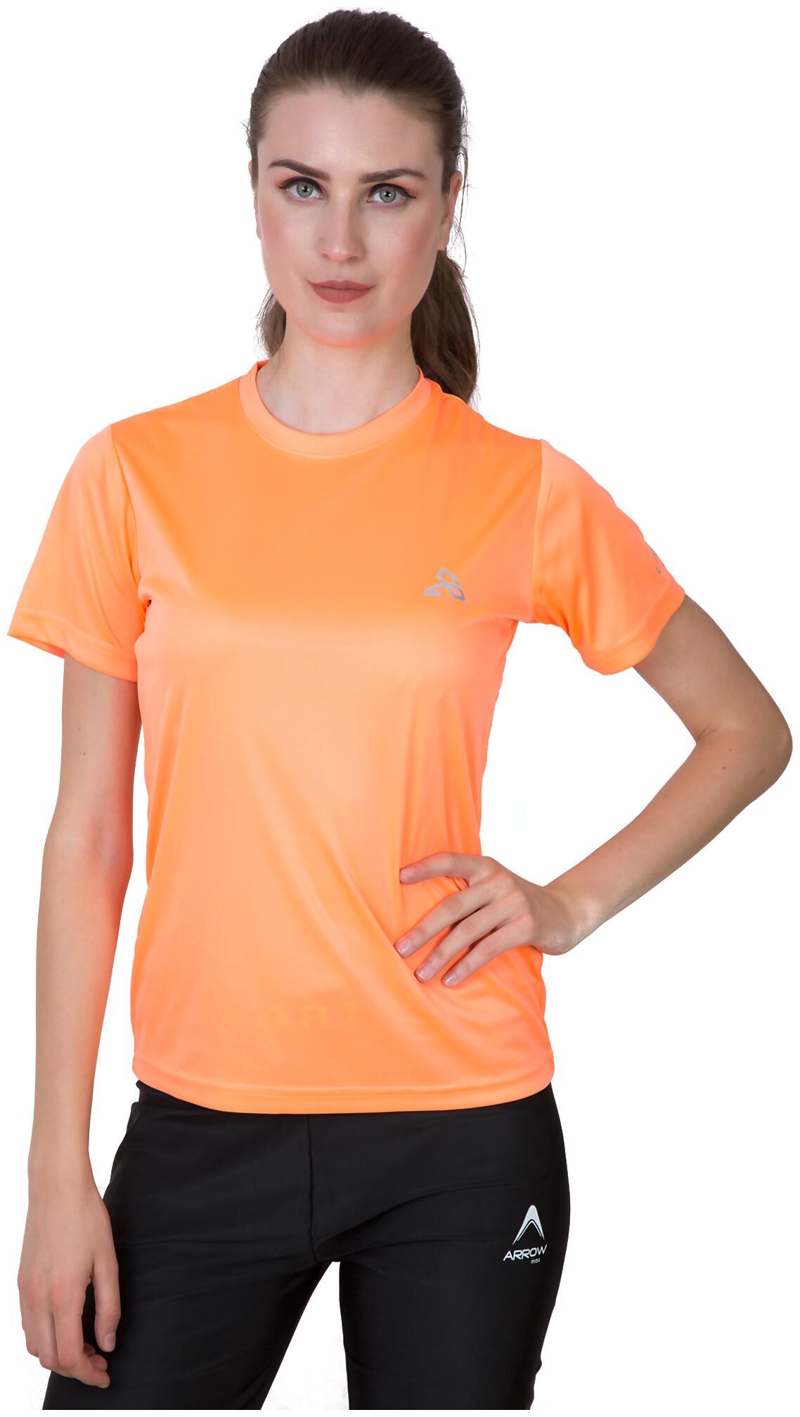

Athliv Women Solid Sports T-Shirt - Orange