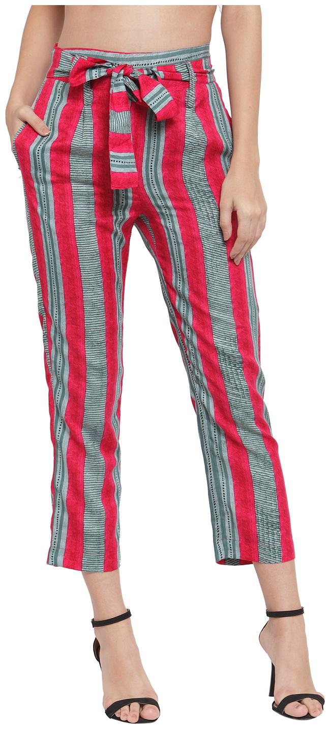 

Aujjessa Women Pink Grey Straight fit Regular pants