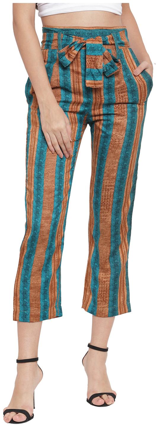 

Aujjessa Women Turquoise Brown Straight fit Regular pants