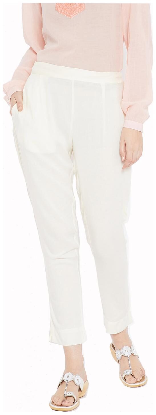 

Aujjessa Women White Regular fit Regular pants