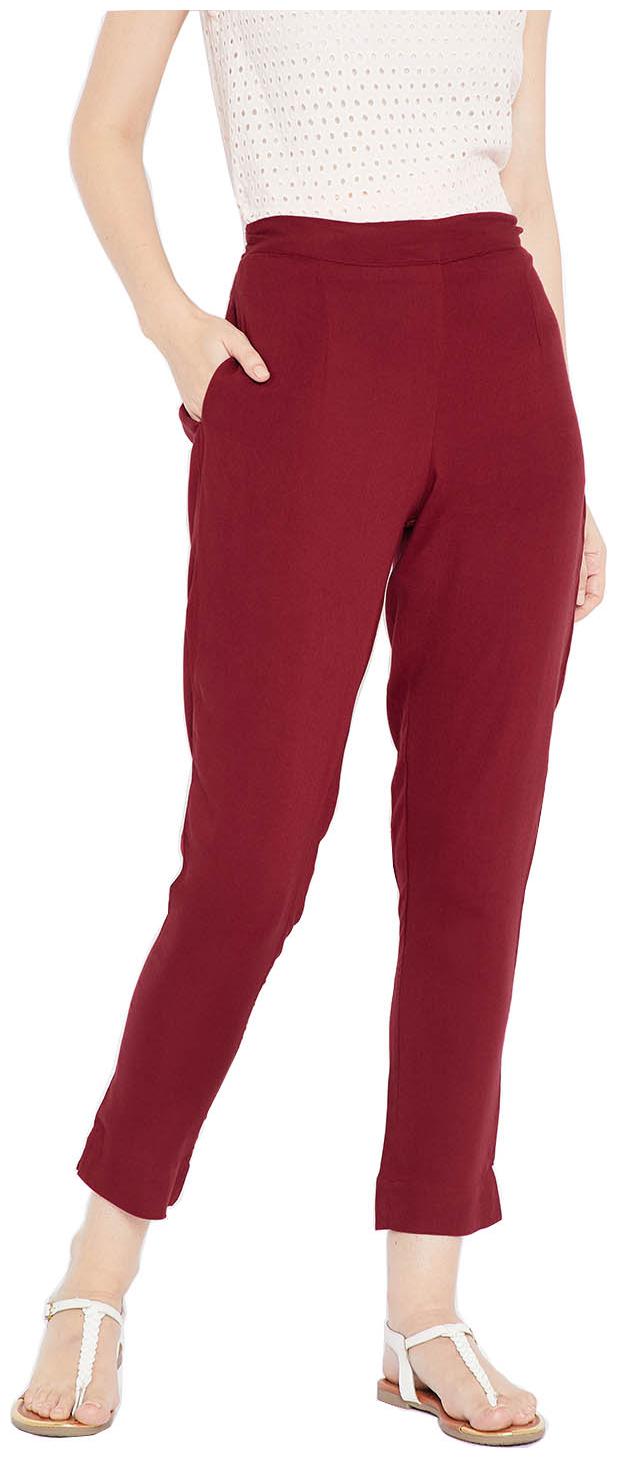 

Aujjessa Women Maroon Regular fit Regular pants