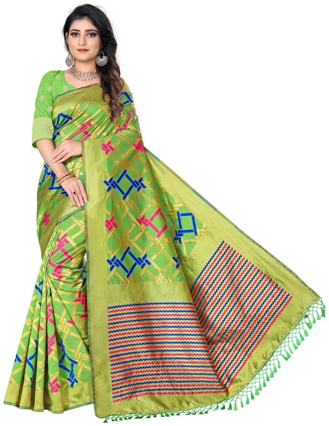 

Aurima Lichi Silk Fashion Designer Saree For Women(Orange)