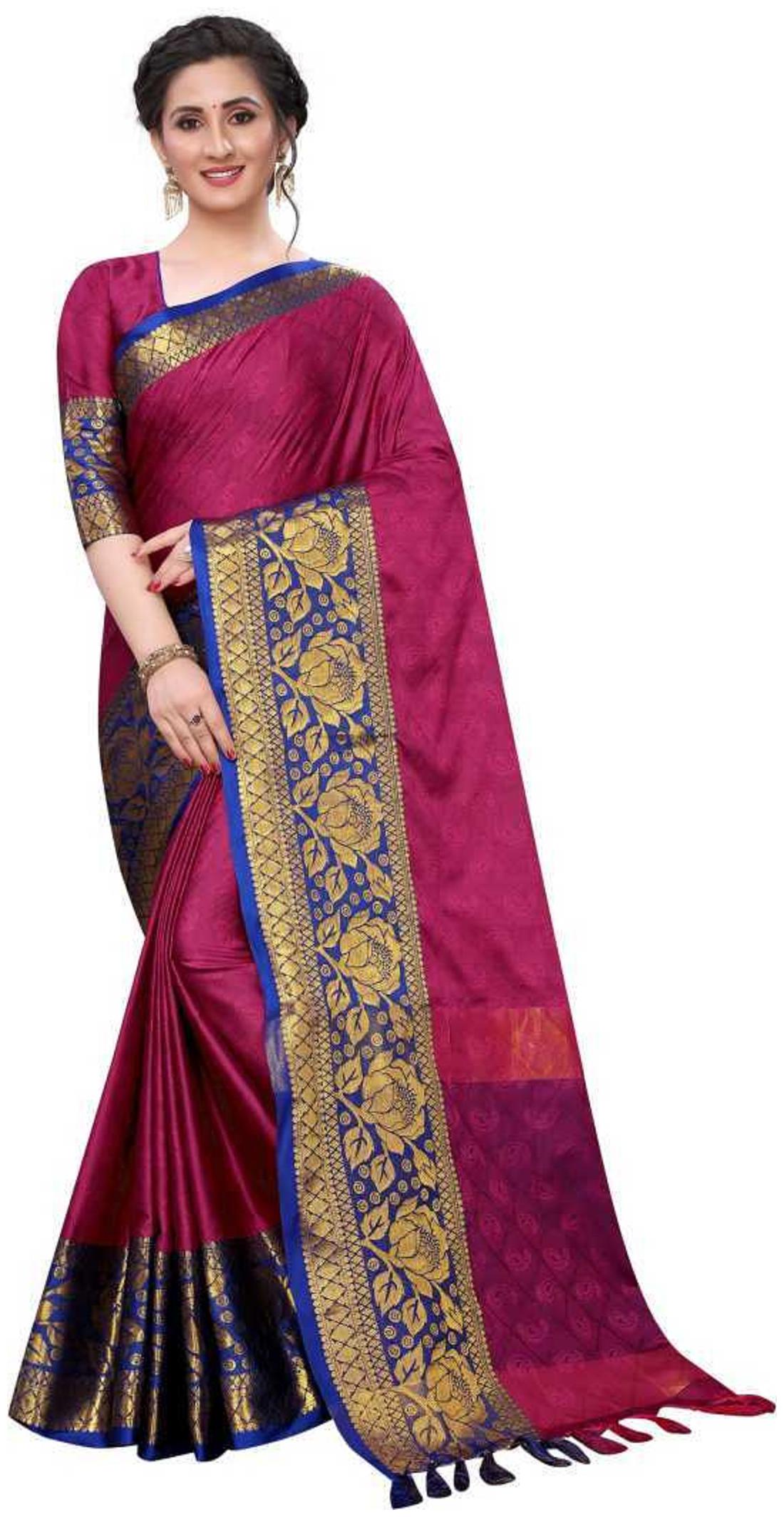 

AURIMA Silk Woven Pink Color Saree For Women