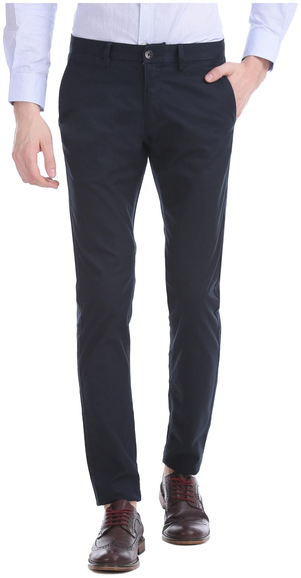 

U S Polo Assn Men Blue Solid Regular fit Regular trousers