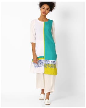 Avaasa By Reliance Trends Kurtas Kurtis Prices Avaasa By Reliance Trends Women Crepe Colorblocked Straight Kurta Multi