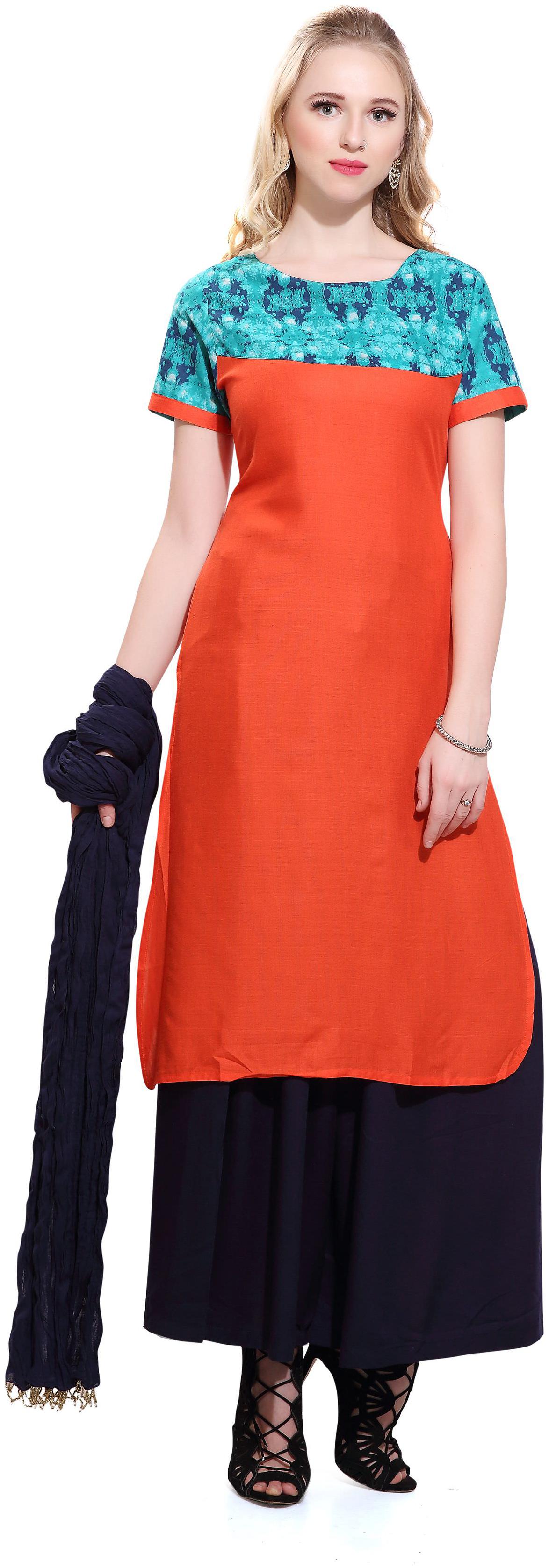 

Avanya Women Rayon Straight Kurta with Palazzo Dupatta Set