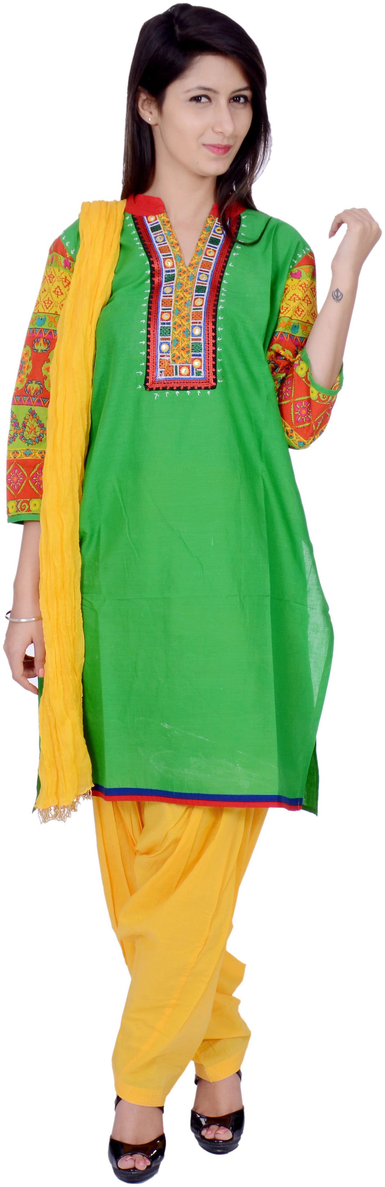 

Avanya Women Cotton Straight Kurta with Patiala Dupatta Set
