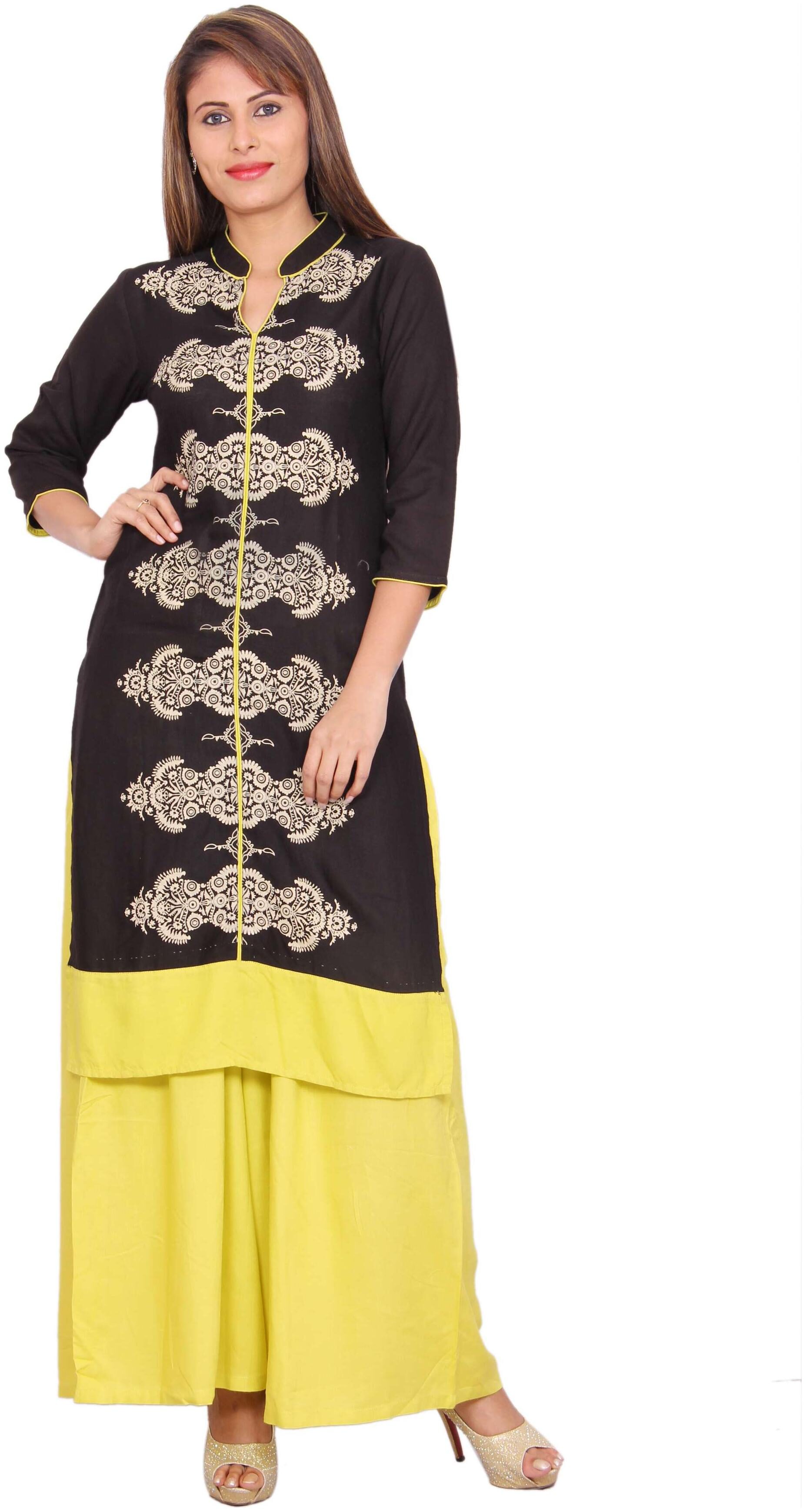 

Avanya Women Black Printed Straight Kurta
