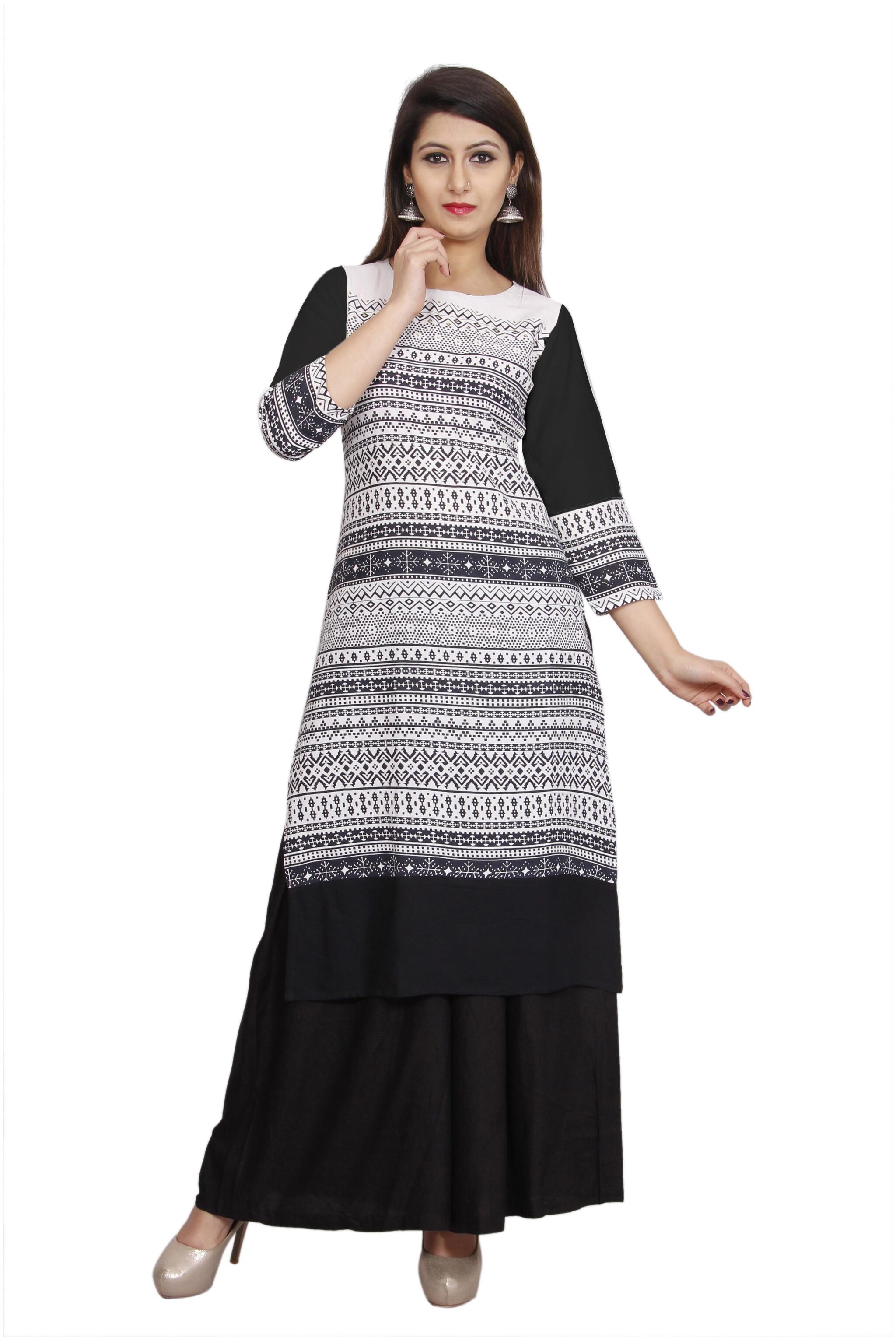 

Avanya Women Black Printed Straight Kurta