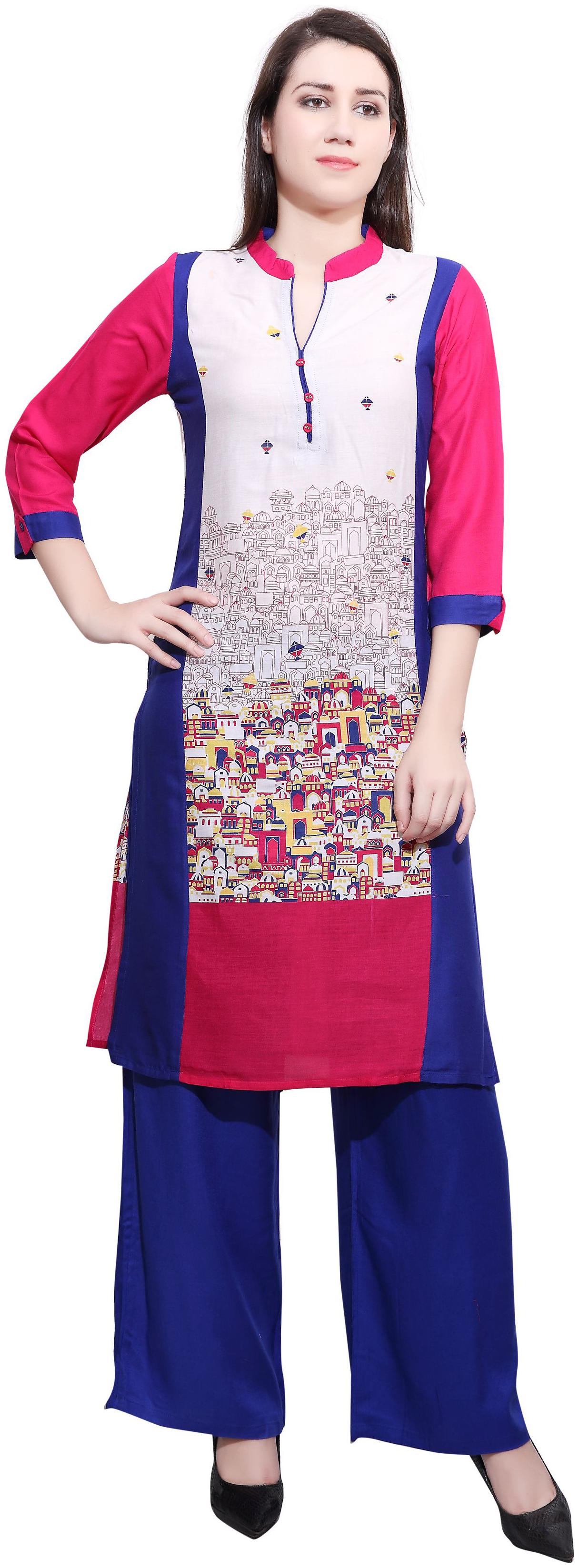 

Avanya Women White Printed Straight Kurta