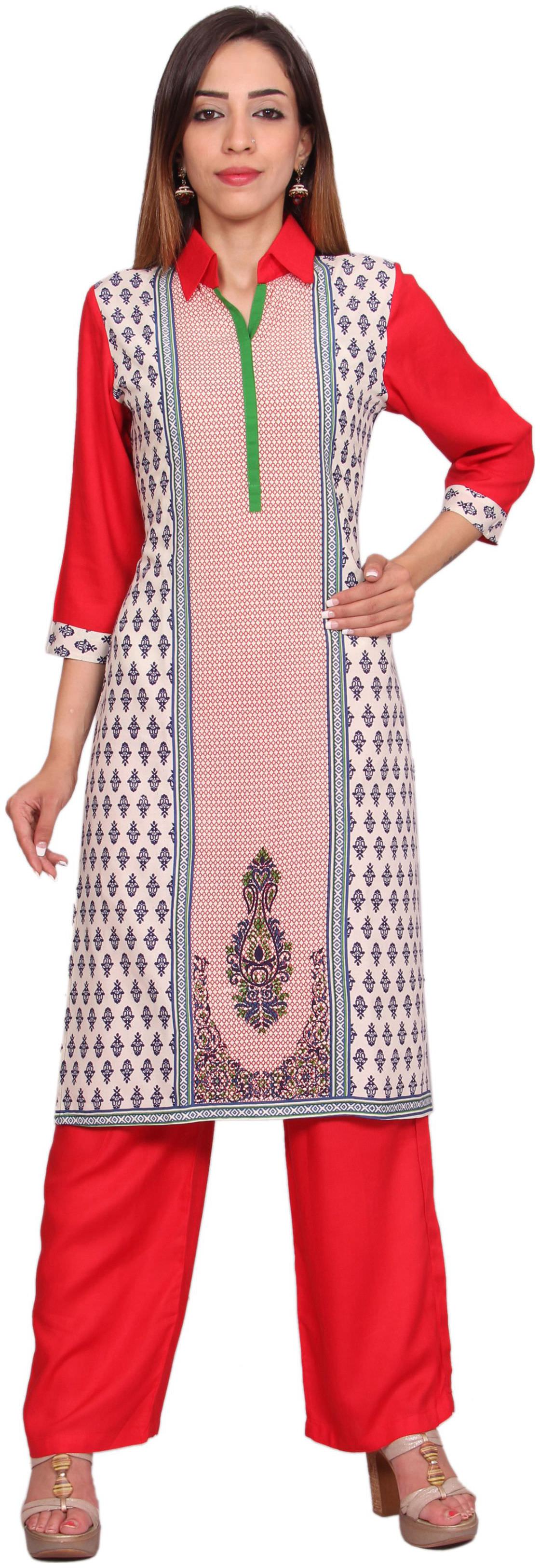 

Avanya Women Rayon Straight Kurta with Palazzo