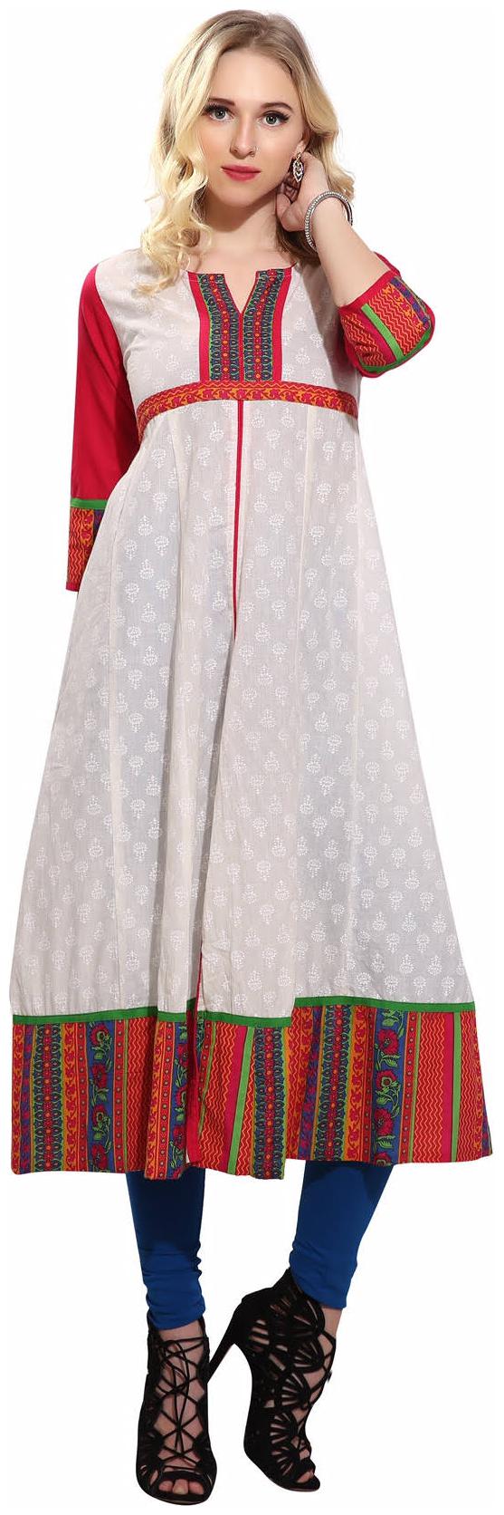 

Avanya Women White Printed Anarkali Kurta