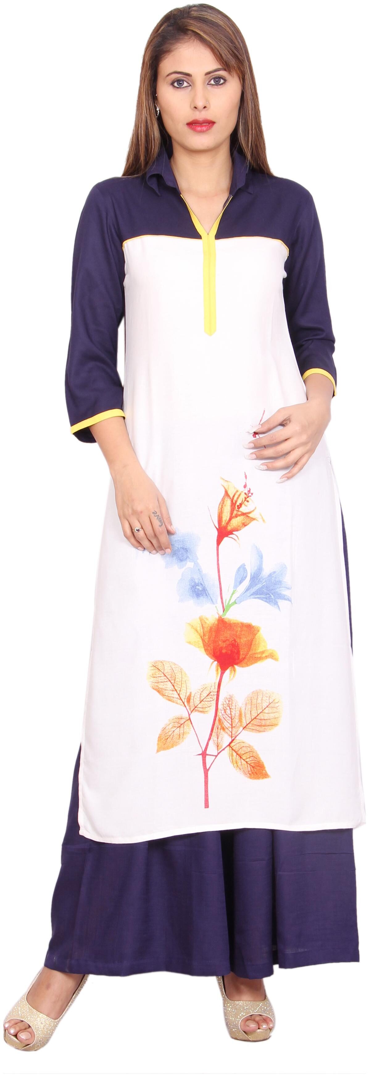 

Avanya Women Rayon Straight Kurta with Palazzo