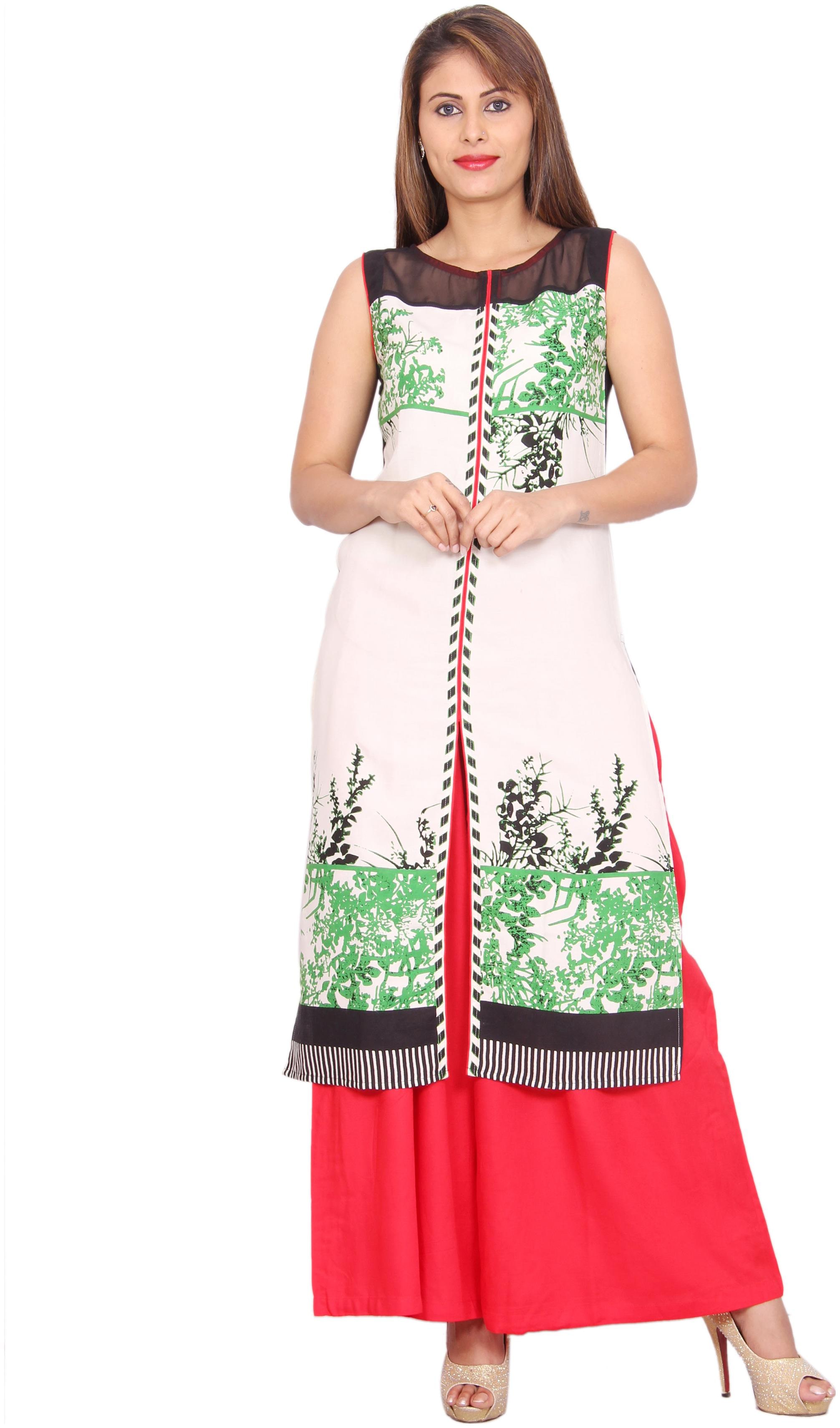 

Avanya Women Rayon Straight Kurta with Palazzo