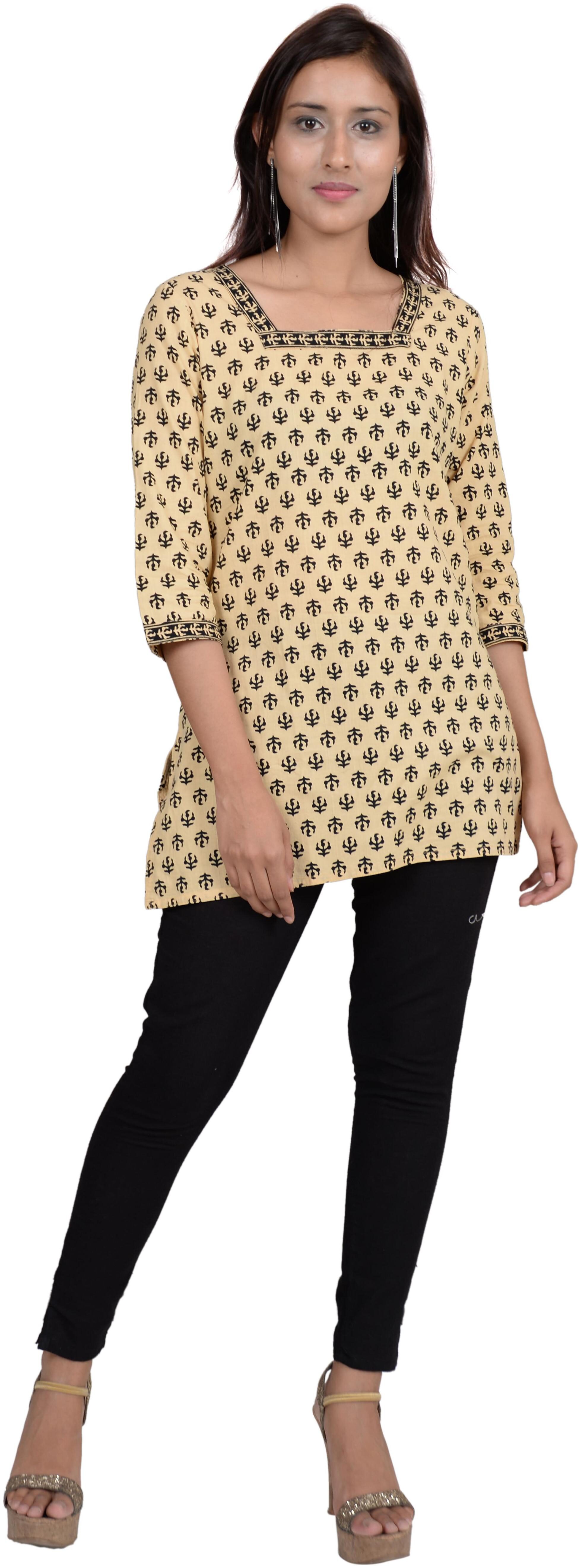 

Avanya Women Beige Printed Straight Kurta