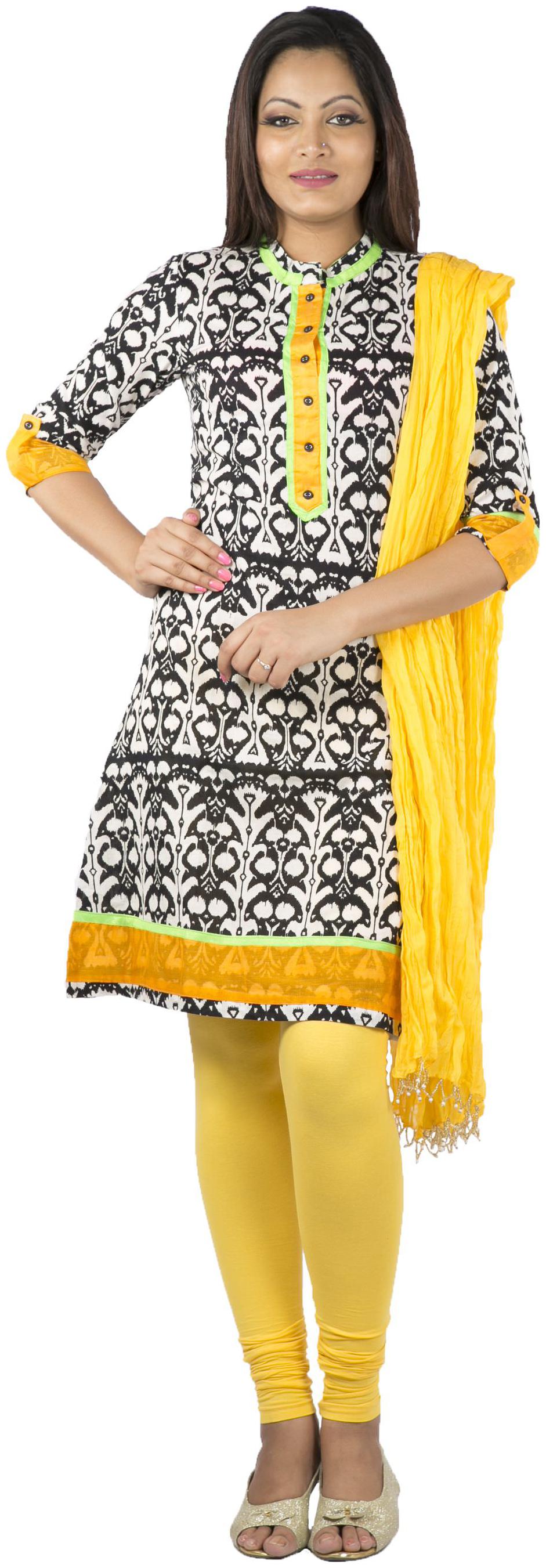 

Avanya Women Cotton A-Line Kurta with Legging Dupatta Set