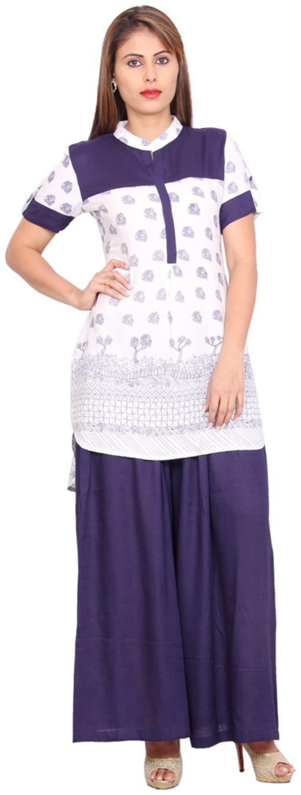 

Avanya Women White Printed Straight Kurta