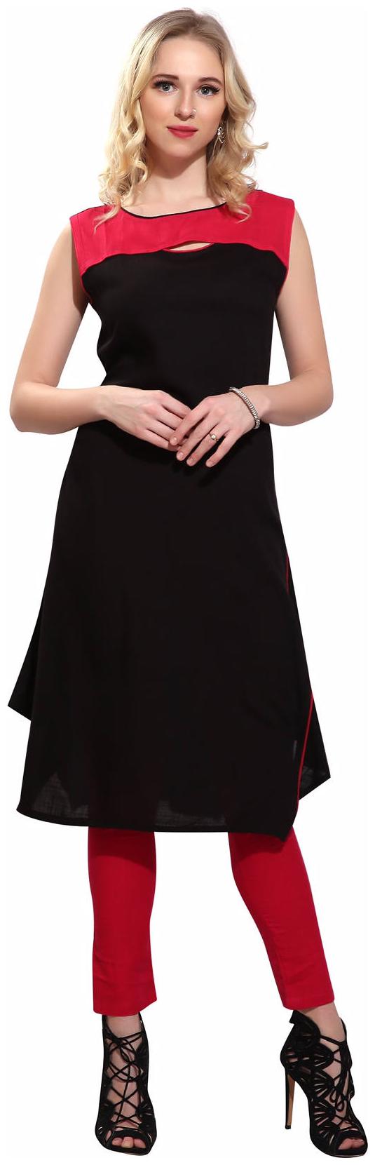 

Avanya Women s Solid Rayon A-Line Kurta