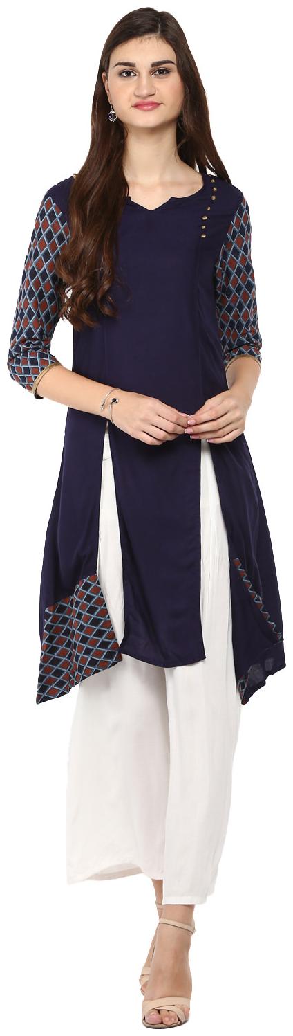 

Avanya Women s Solid Rayon A-Line Kurta