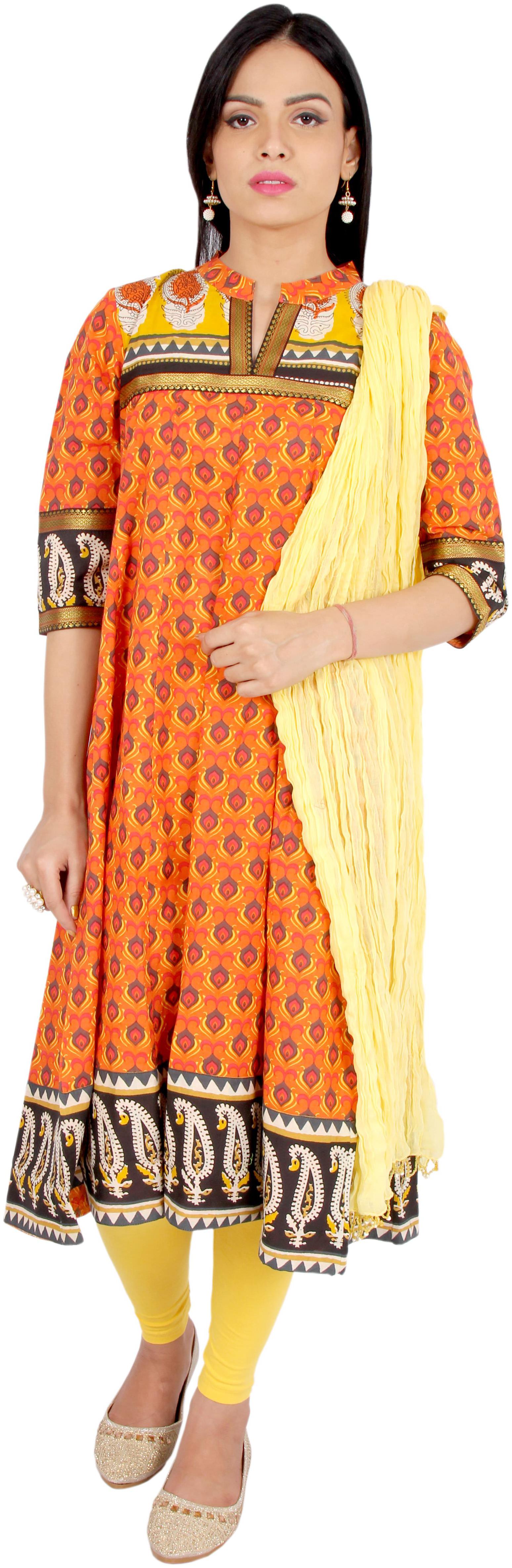 

Avanya Women Cotton Anarkali Kurta with Legging Dupatta Set