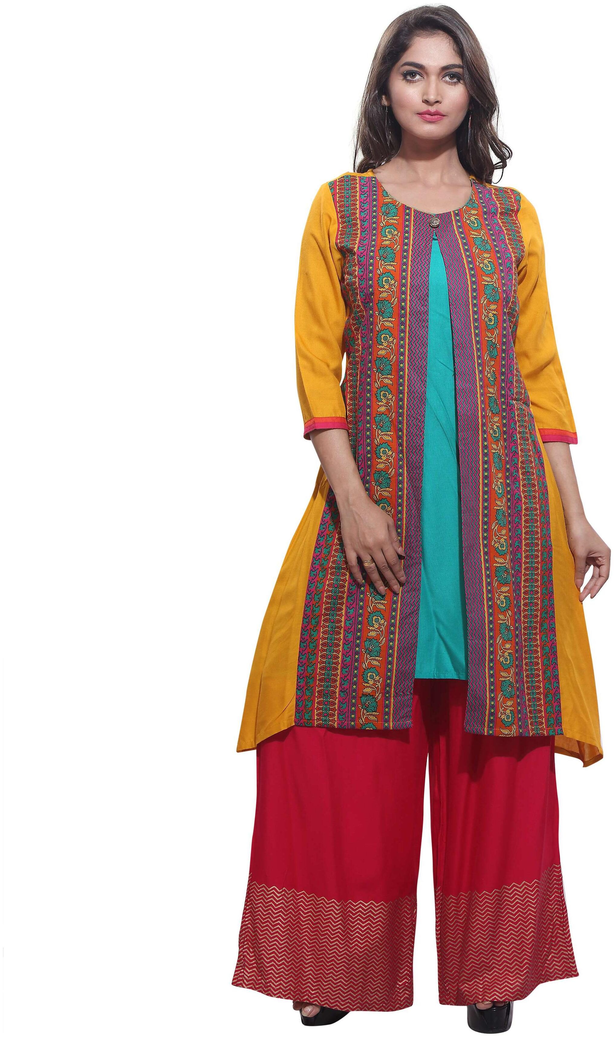 

Avanya Women s Printed Rayon Front Slit Kurta