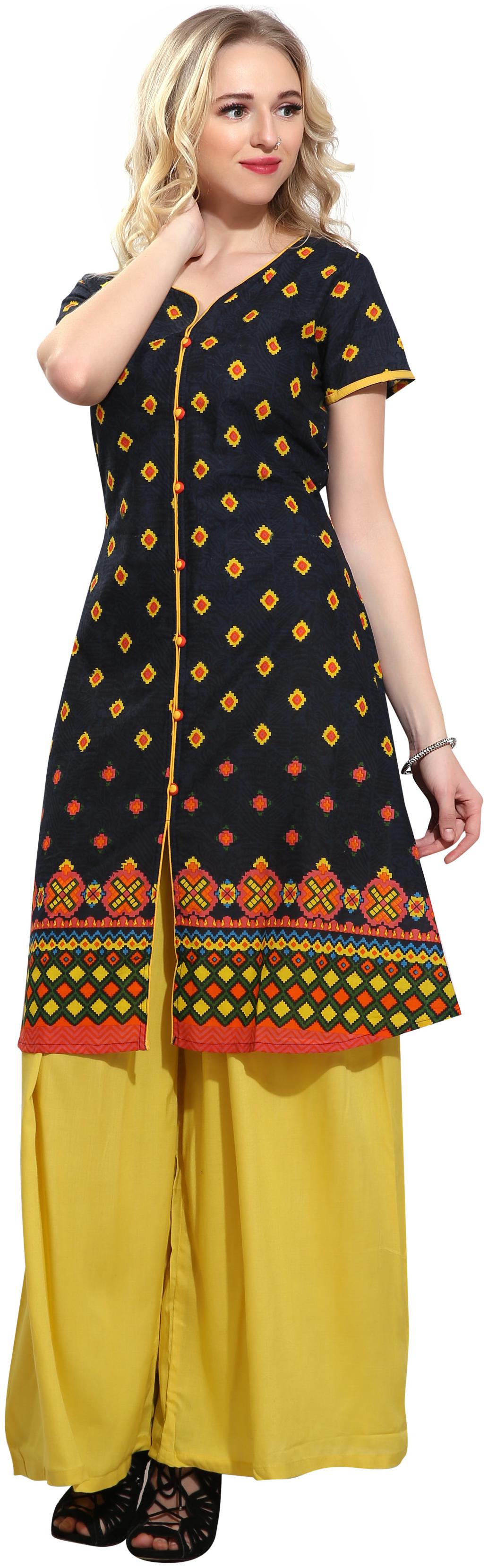 

Avanya Women s Solid Cotton A-Line Kurta
