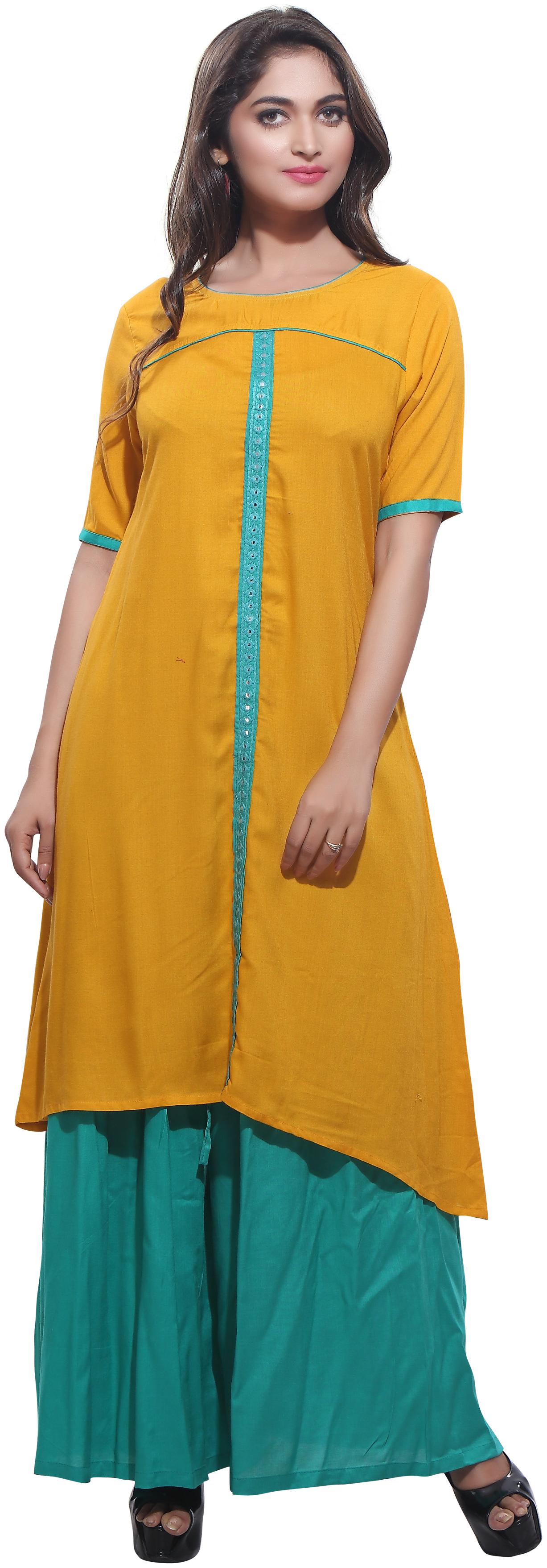 

Avanya Women s Solid Rayon A-Line Kurta